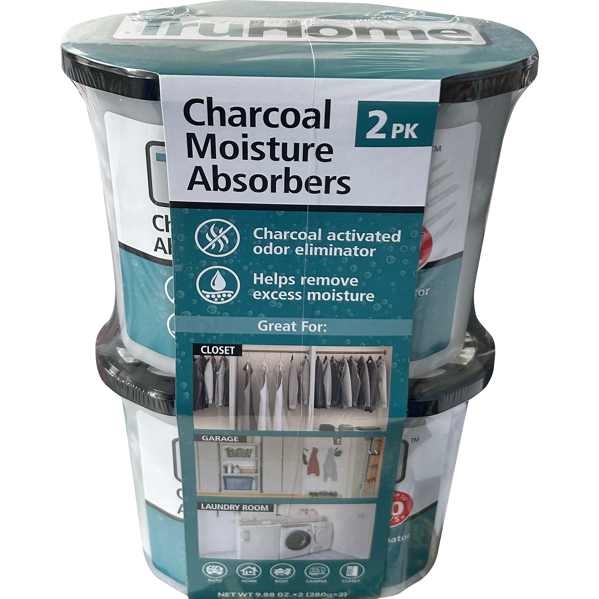 TruHome - 2 pack Activated Charcoal Moisture Absorbers, 9.88oz 2-Pack, Model #83172